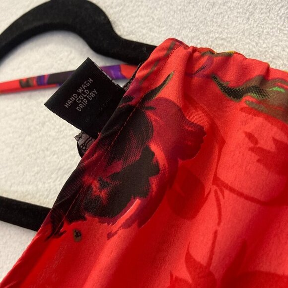 NWT Angie Faux Wrap Midi Dress Size Medium M Floral Red Pink Lightweight Summer - Picture 10 of 13